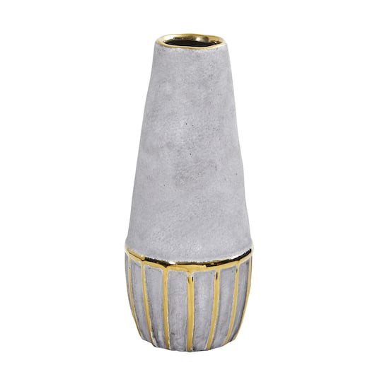 10" Regal Stone Decorative Vase with Gold Accents